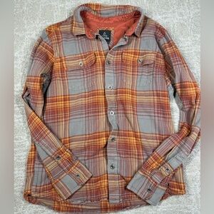 Prana Mens Long Sleeve Button Down Flannel Hiking Outdoor Shirt Size M